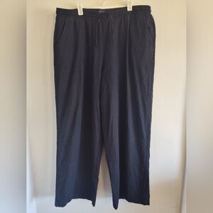 GAP Black Linen Blend Pull On Drawstring Pants Large Coastal Quiet Luxury